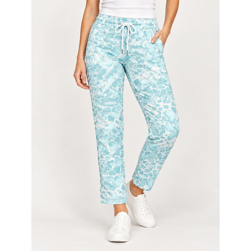Flora Ashley Turquoise Pebble Print Joggers Made in Italy NWT Size M Coastal